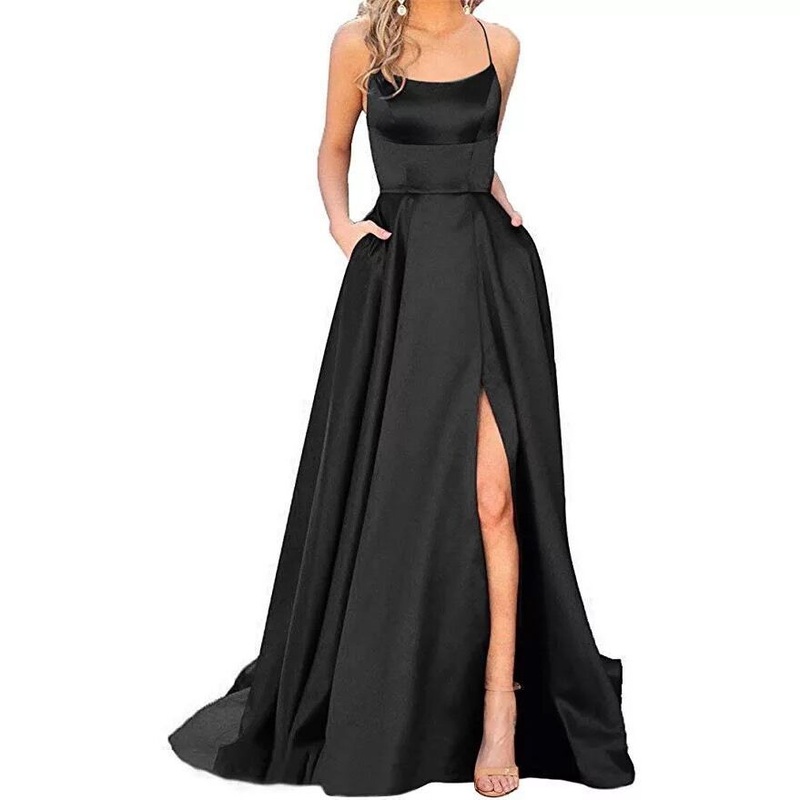 2023 einfarbiges Brautjungfernkleid, langes Kleid, schmal, schulterfrei, für Freundin, modisches Brautjungfern-Gruppen-Abendkleid_voghion.com