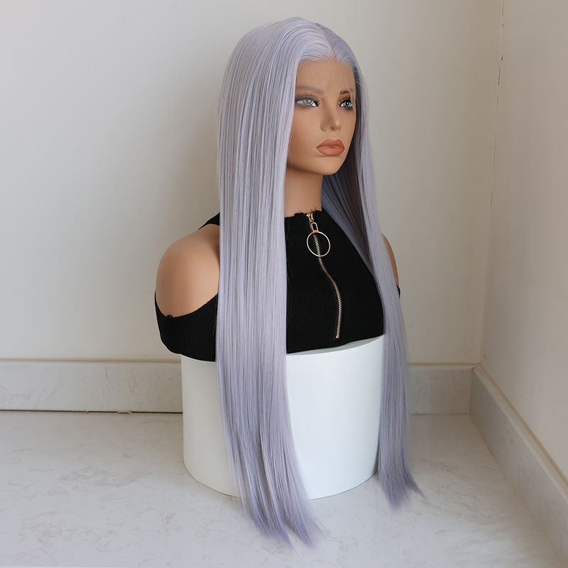 Hett såld 13x3.5 syntetisk spets fram Ws för kvinnor Sier Grey Ginger Orange 99J Bury Lång Straht Limfri Cosplay Fest Dagligen_voghion.com