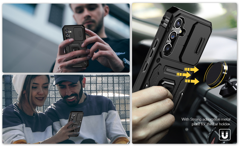 Funda para Samsung S23, S22, S21, S20 Ultra Plus FE, A54, A14, A34, A53, A13, A23, A33, 4G y 5G con soporte de anillo y soporte deslizante para cámara._voghion.com