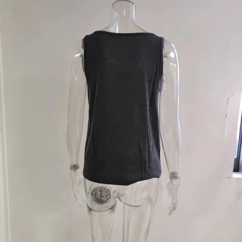 Ärmelloses T-Shirt mit Knoten für Damen – Lässiges Oberteil aus Baumwollmischung mit überkreuzter Vorderseite in Unifarben (Grau, Schwarz, Pink, Himmelblau, Weinrot, Grün)_voghion.com