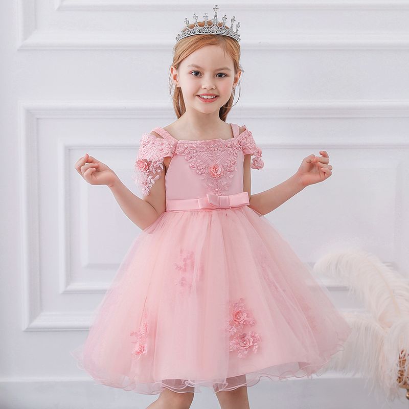 Babykleidung Mädchenkleid Kinderkleid Kleid CuHK Einreihiges, schulterfreies, mit Perlen besetztes Smoking-Laufstegkleid für Kinder_voghion.com