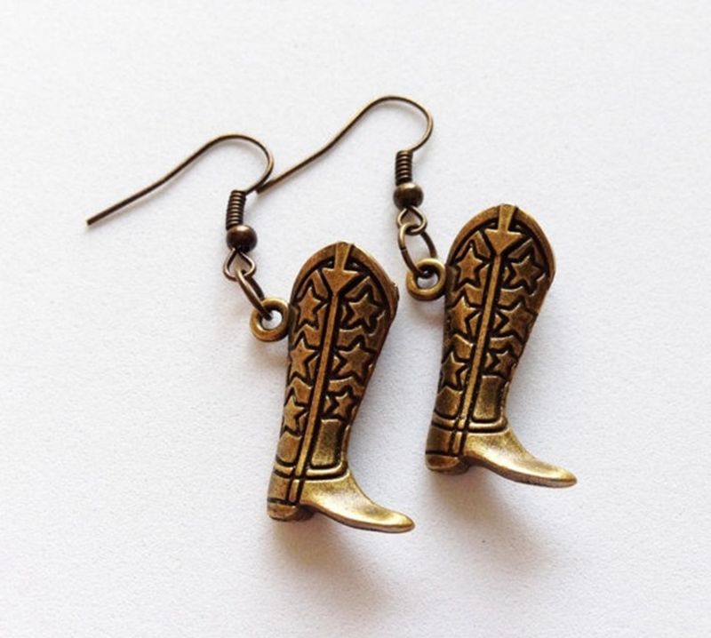 Earrings hot-selling fashion new earrings cowboy hat cowboy boots retro cowboy style earrings ear hooks earrings_voghion.com