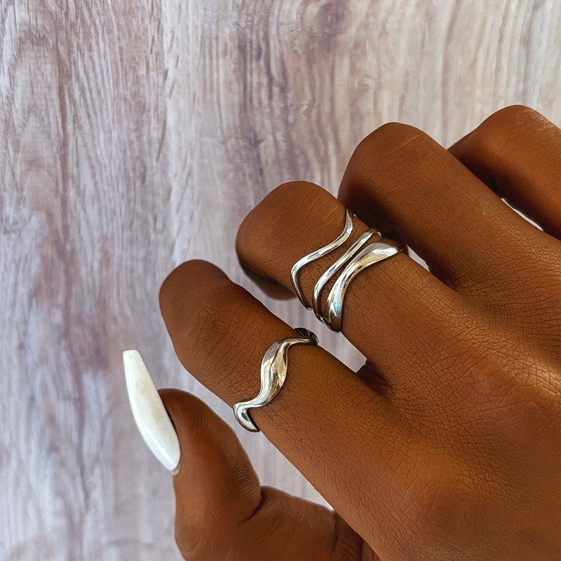 Anello in acciaio inossidabile con design ovale geometrico alla moda per donna, stile francese, all'ingrosso_voghion.com