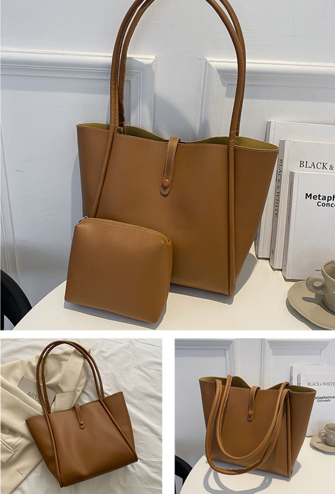 Koreanische Version einfarbige Muttertasche 2024 neue Damentasche einfache tragbare Tragetasche große Kapazität_voghion.com