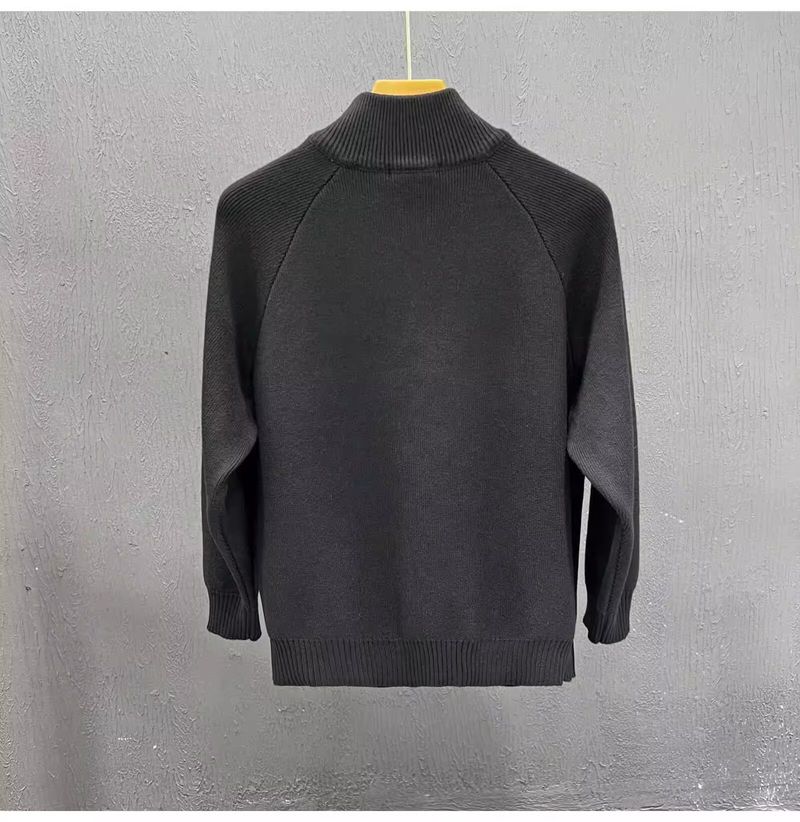 Men’s Zip-Up Knit Cardigan – Sporty Ribbed Collar With Color Blocking (M-3XL, 3 Colors)_voghion.com