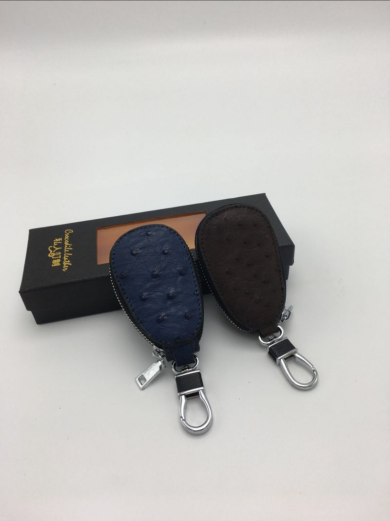 Sac porte-clés en cuir véritable à motif de grain d'autruche, nouvelle collection 2025_voghion.com
