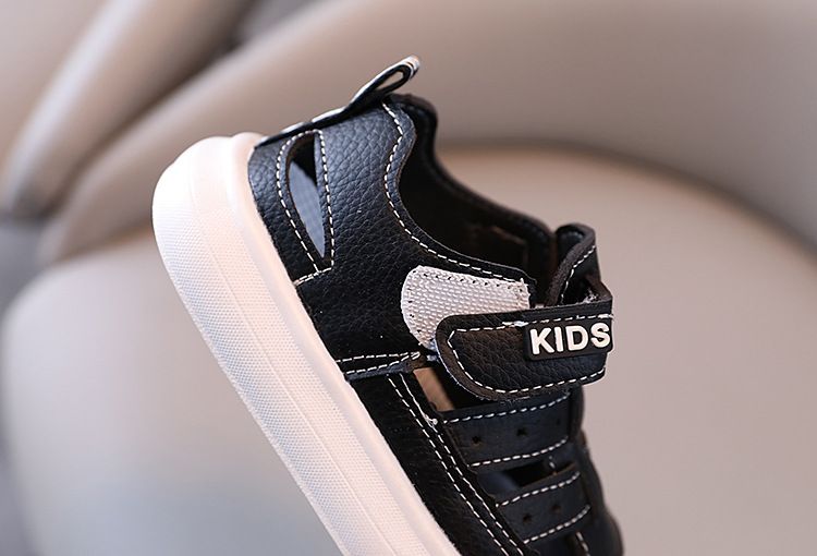 Sandali per bambini alla moda estiva 2024, scarpe da spiaggia in pelle con fori per bambini e bambine, scarpe con suola morbida_voghion.com