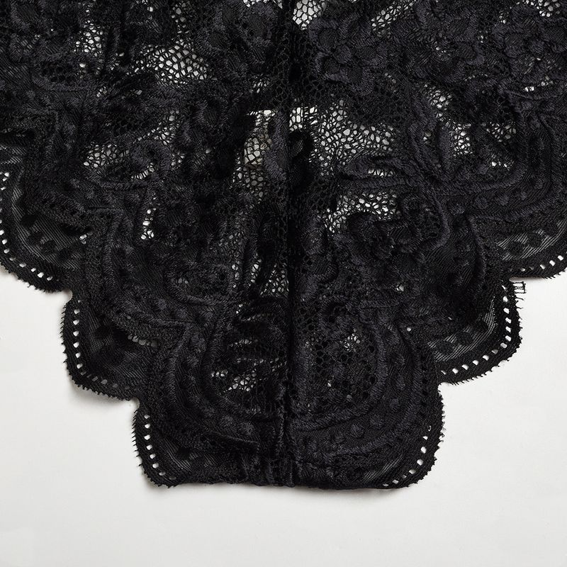 Women's Intimates New Bow Deep V Jacquard Two Piece Sexy Lingerie_voghion.com