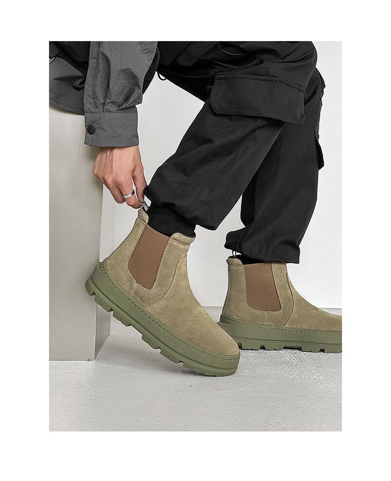 Couple Casual Chelsea Boots Thick-soled Height Increasing Tooling Boots Sleeve Martin Boots_voghion.com