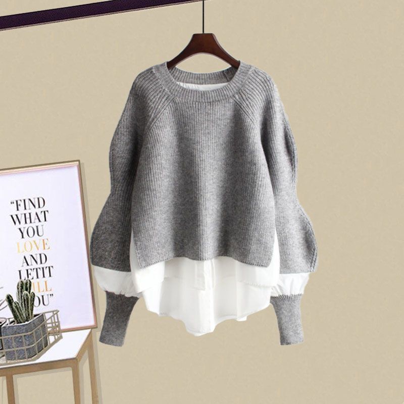 Damenbekleidung New Style Fashion Wear Western Style Loose Lazy Style Pullover Schlanker Rock Zweiteiliger Anzug_voghion.com