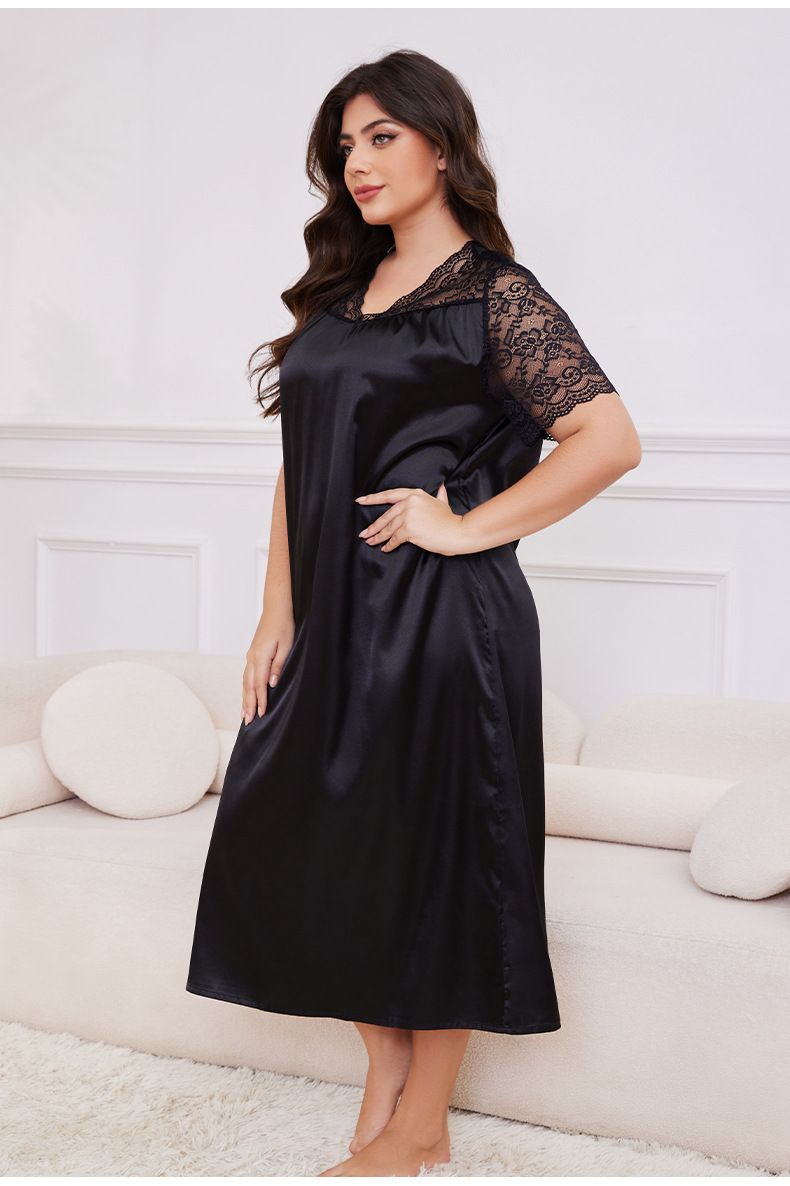Plus Size Women's Ice Silk Pajamas | New Hot-selling Short-sleeved | Loose & Comfortable Loungewear_voghion.com