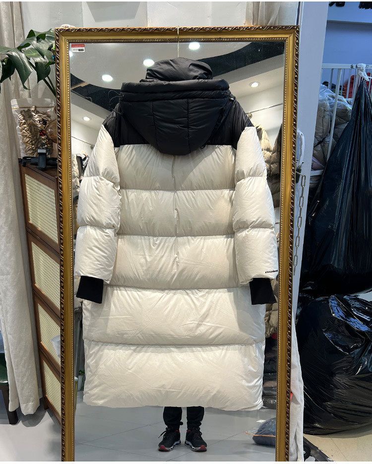 Women's Short Puffer Jacket With Color Block Design, Lightweight Hooded Winter Coat, Warm Duck Down Filling, Casual Streetwear For Petite_voghion.com