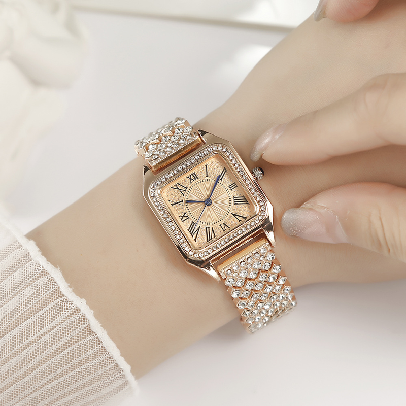 2024 High-End-Mode-Armbanduhr mit Stahlband und eingelegtem Volldiamant und römischem Muster mit Strasssteinen für Damen_voghion.com