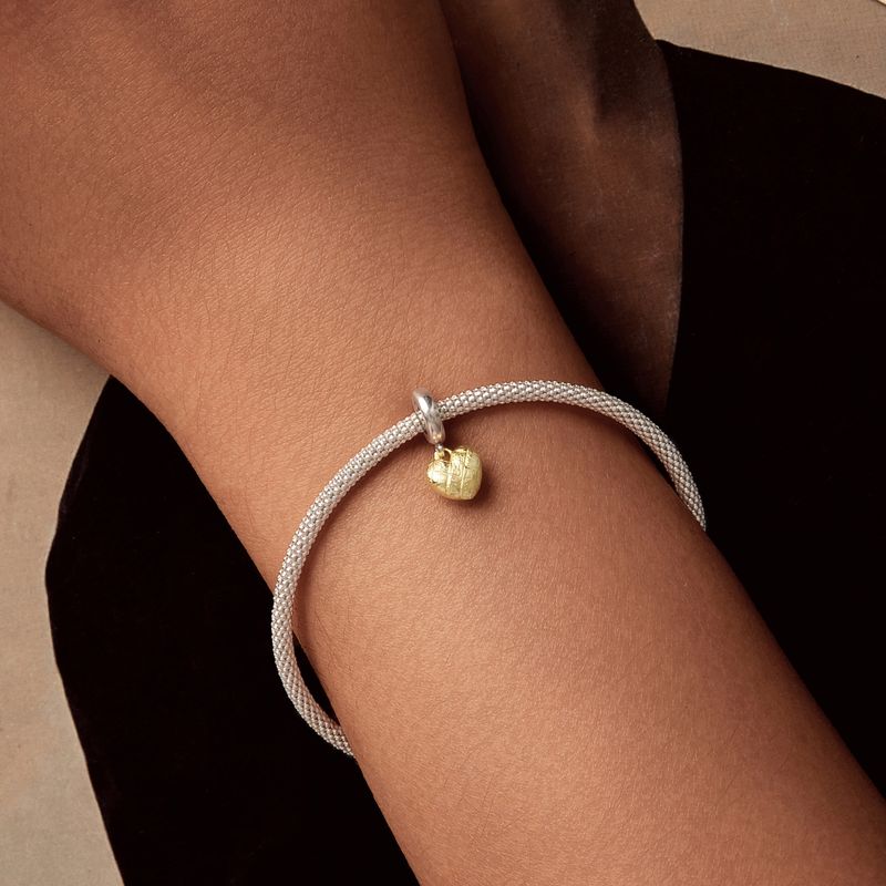 Weaved Heart Pendant Charm Sterling Silver Charm_voghion.com