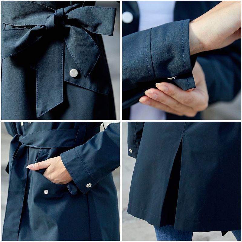 Veste imperméable à capuche avec ceinture pour femme, nouvelle collection printemps et automne 2024, coupe-vent ample et décontracté_voghion.com