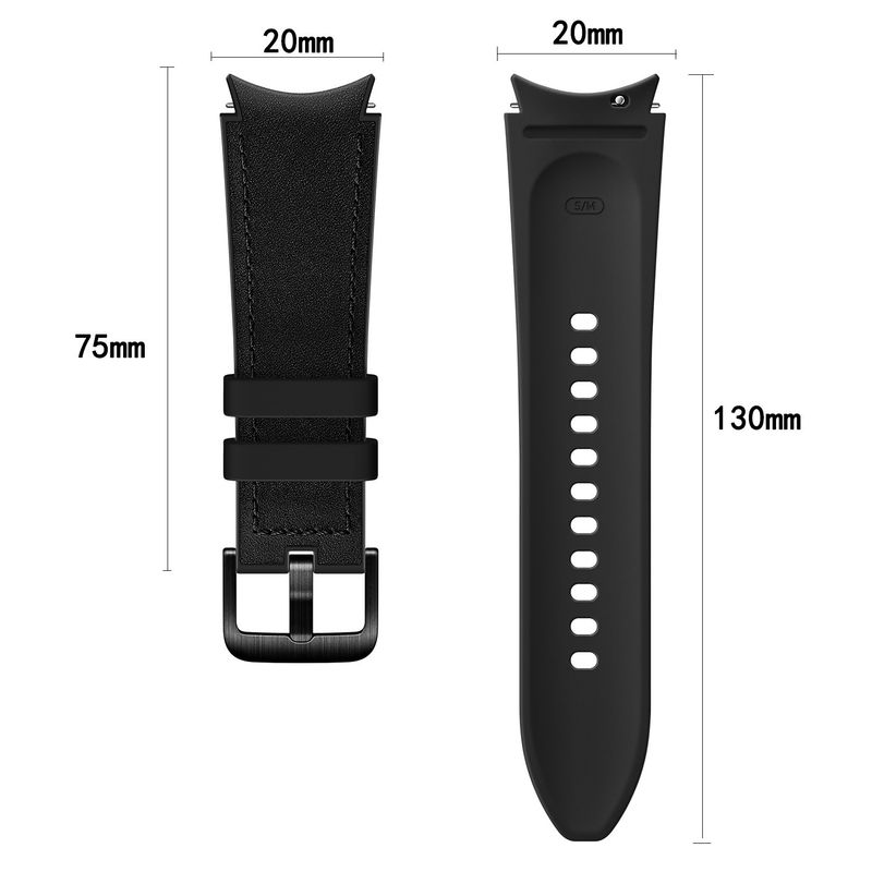 Premium Genuine Leather & Silicone Hybrid Watch Band For Samsung-Galaxy Watch 6/5/4 (42mm & 46mm) - Sporty Style With Pin Buckle_voghion.com