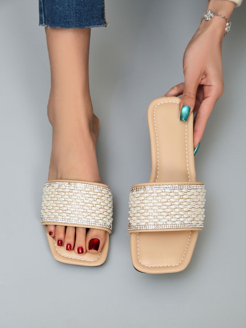 2024 Flat Bottom Water Diamond Women's Line Out Cool Open Toe Beach Slippers_voghion.com