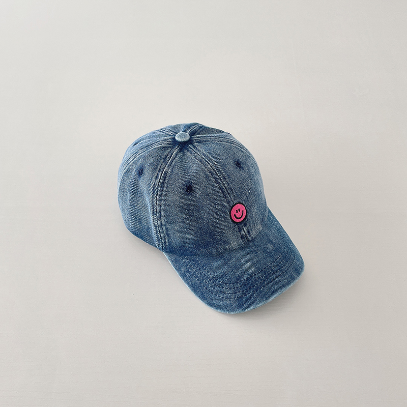 Gorra de béisbol de algodón vaquera para niños y niñas, gorro bordado con sonrisa, sombrero para bebé, sombreros para el sol para primavera y verano_voghion.com