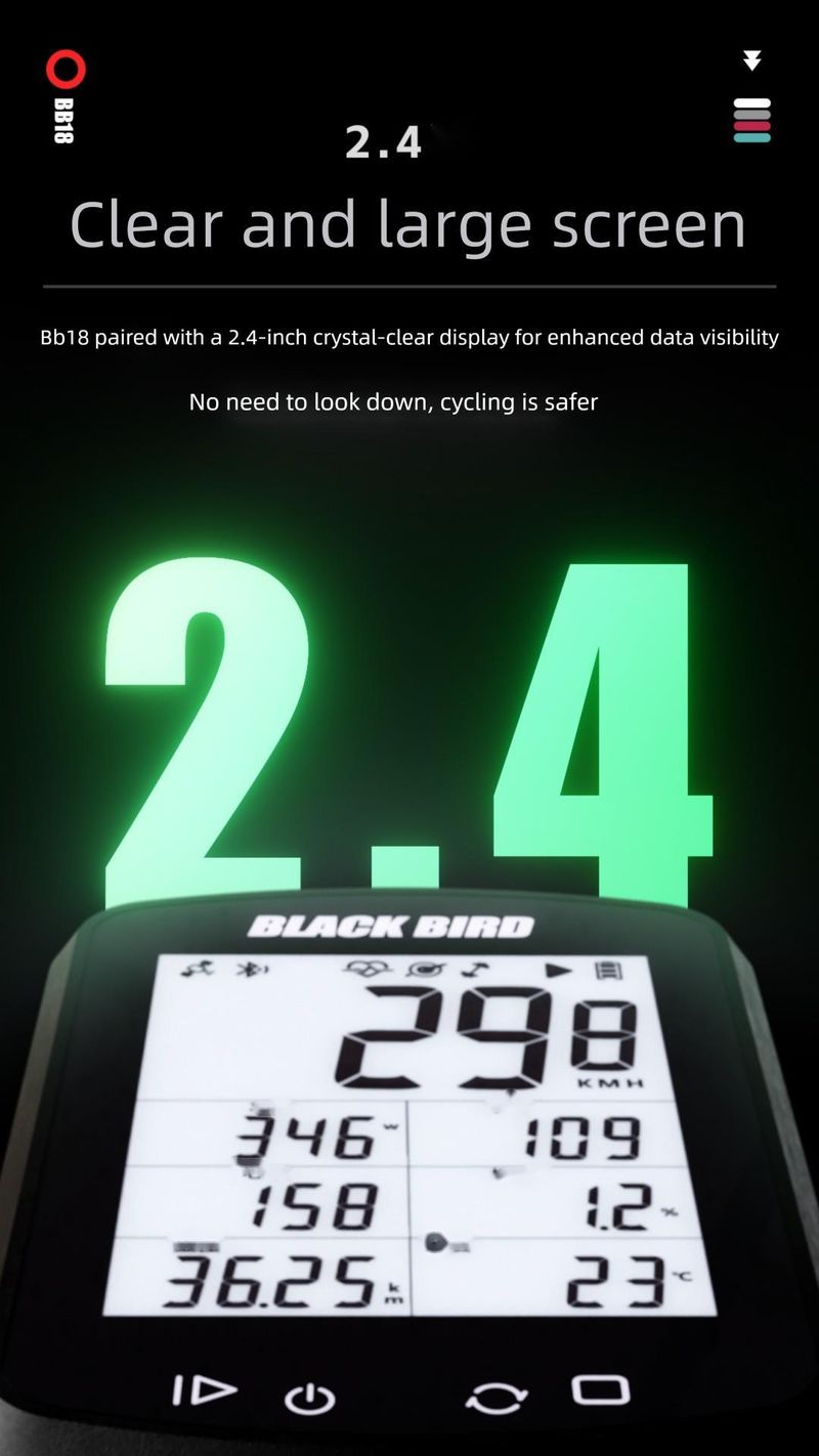 Blackbird BB18 Ordenador inteligente inalámbrico GPS para bicicleta de montaña y carretera con Bluetooth, velocímetro y odómetro._voghion.com