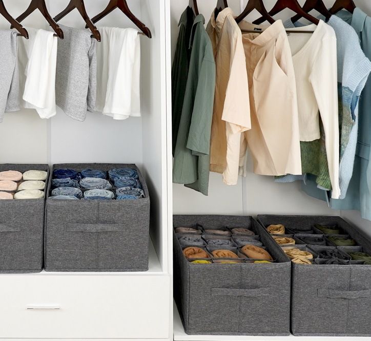 Große Aufbewahrungstasche für den Kleiderschrank, für Hosen, Pullover, T-Shirts, Jacken, Kleider, stapelbare Schubladen-Aufbewahrungsbox_voghion.com