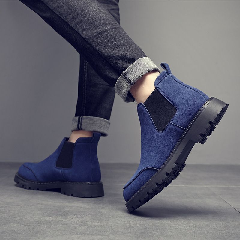 Fur Martin Boots Men's Round Head Platform Short Boots Medium Help Desert Boots Matte Leather Men_voghion.com
