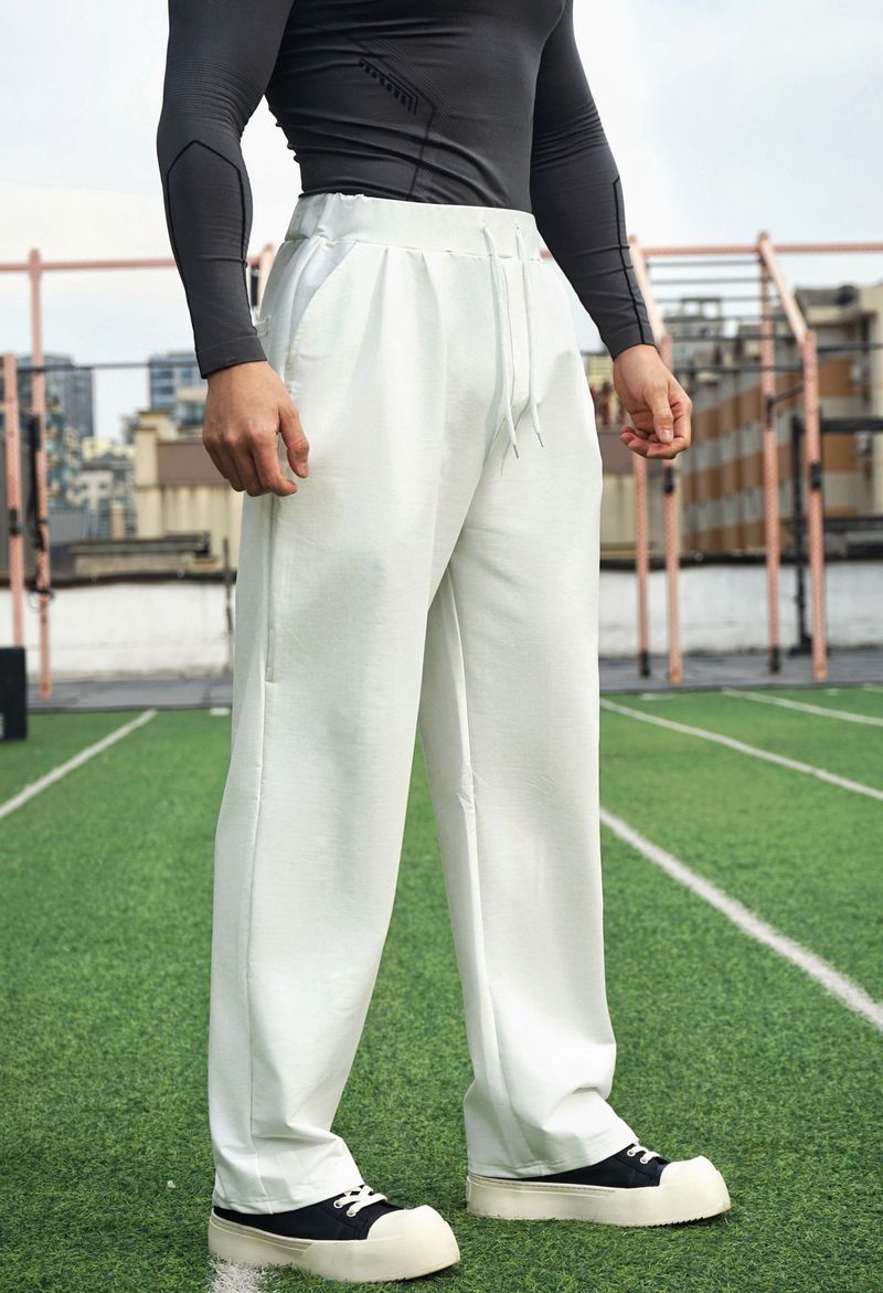 Pantalones deportivos holgados de baloncesto de algodón para hombre con cordón ajustable: pantalones largos cómodos para correr y entrenar, ideales para uso casual y deportivo._voghion.com