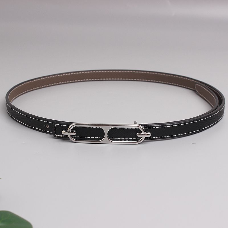 Women's belt, women's decoration, skirt, simple and versatile, double-sided belt, women's jeans, pure cowhide, gray fine summer_voghion.com