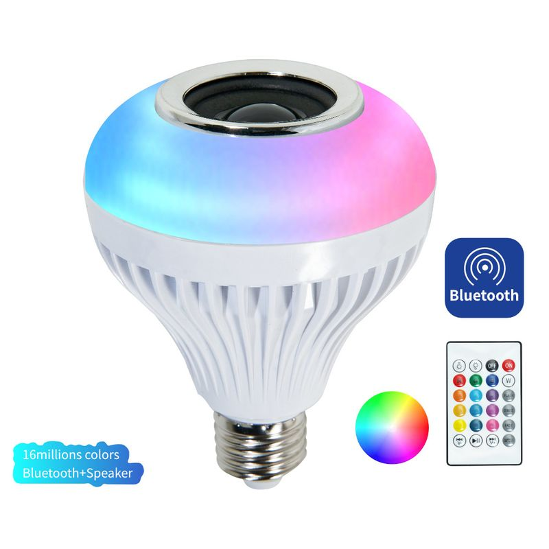 Hitech Kablosuz Bluetooth uyumlu E27 LED Ampul Müzik Çalma Lambası Uzaktan Kumandalı_voghion.com