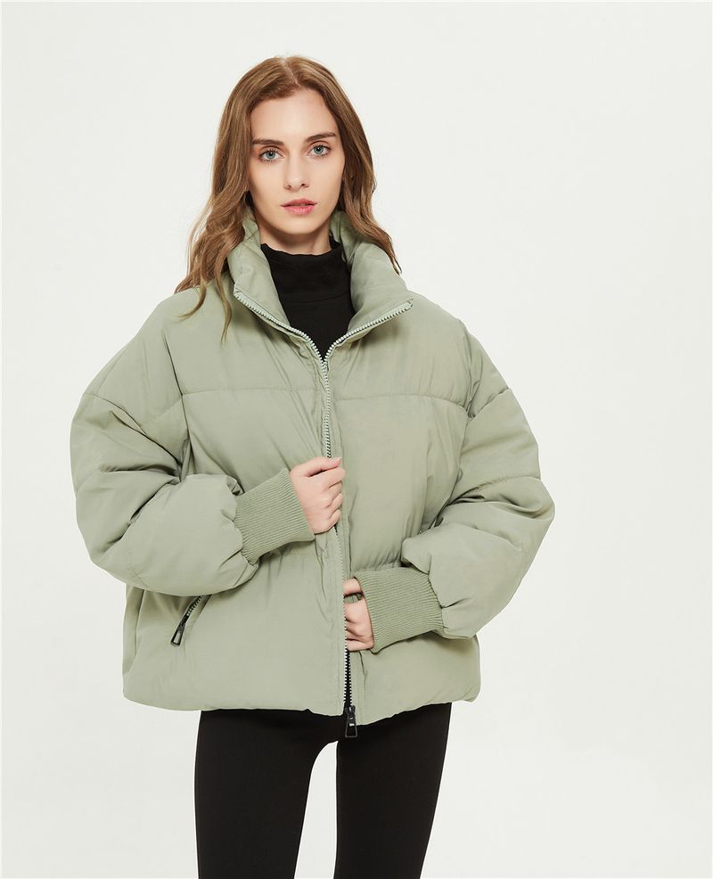 Damen-Pufferjacke für Herbst & Winter – gemütlicher, übergroßer Steppmantel mit Stehkragen, leichte, warme Oberbekleidung (Khaki, Schwarz, Beige, Camel)_voghion.com
