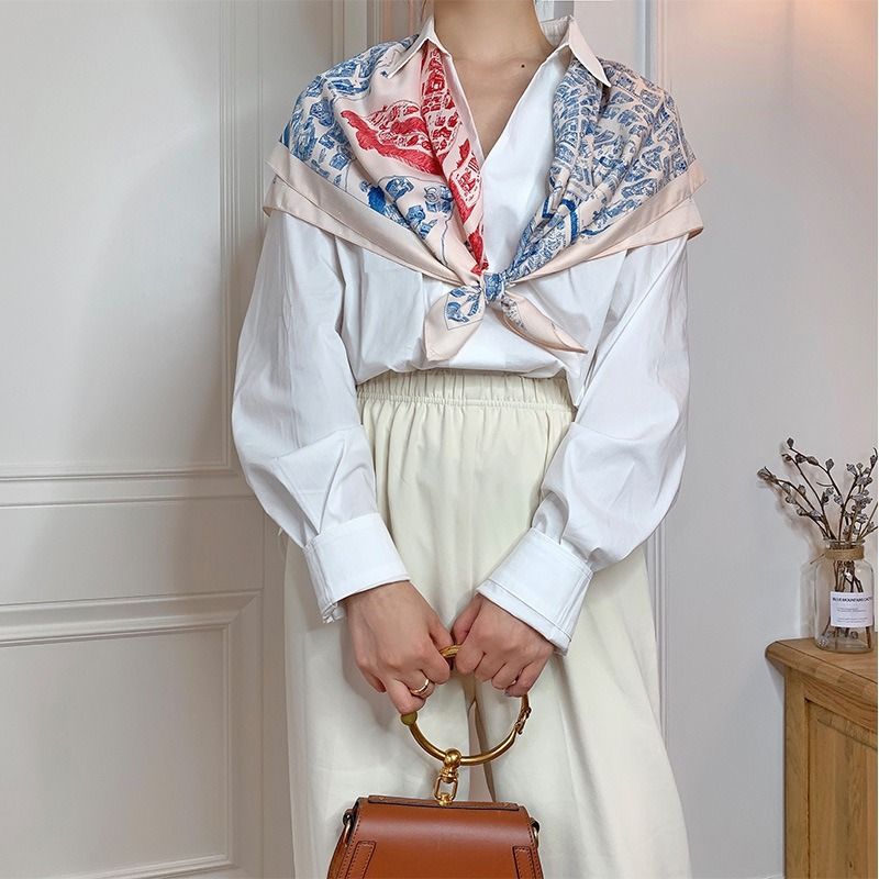 City Of Steeds Suzy Bedrucktes Seidentuch (90 cm) im gleichen Stil, klein, für Damen, Sonnenschutz, großes quadratisches Kopftuch_voghion.com