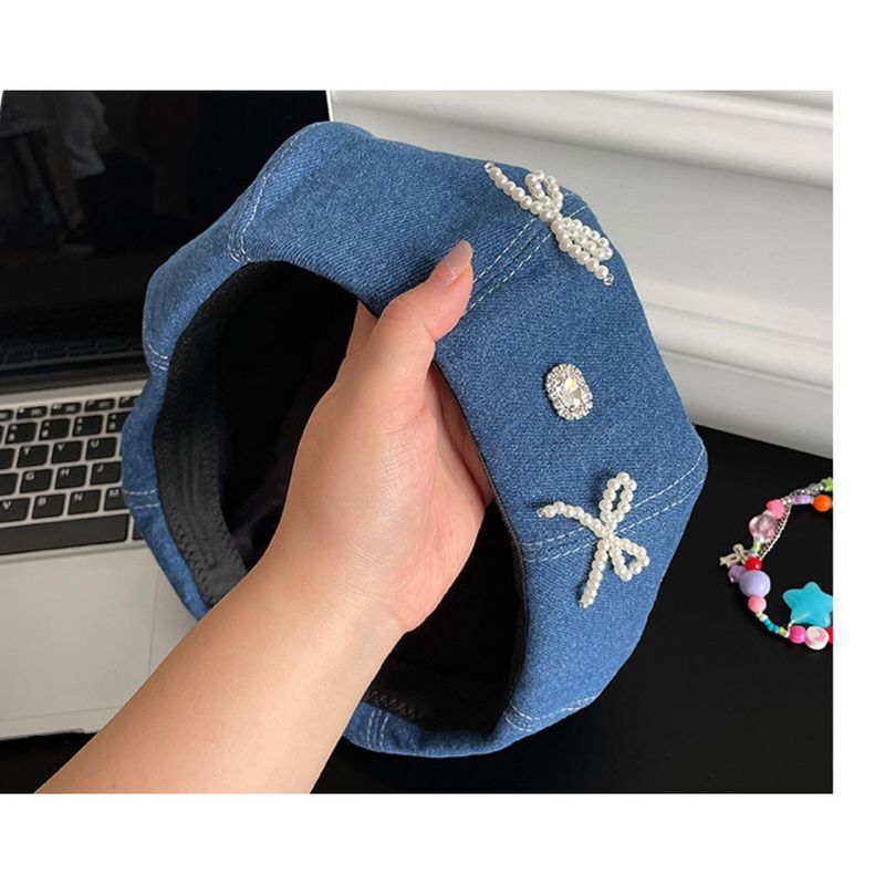 berretto da cowboy con fiocco, dolce, fresco, caldo, ragazza, cento, tipo di viso, mostra piccole nuvole, berretto da donna_voghion.com