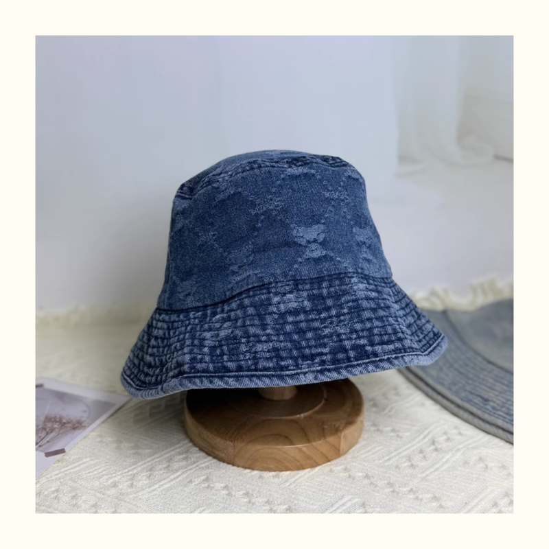 Retro Washed Bear Denim Bucket Hat Women's Sunshade Versatile Outdoor Travel Shows Washbasin Hat Tide_voghion.com