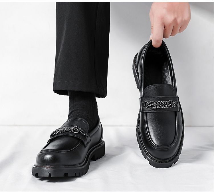 Quastenschuhe Herren Koreanische britische Retro-Lederschuhe mit runder Spitze Herren-Brogue-Schuhe Herrenschuhe mit dicker Sohle Schlupfschuhe aus Friseurleder_voghion.com