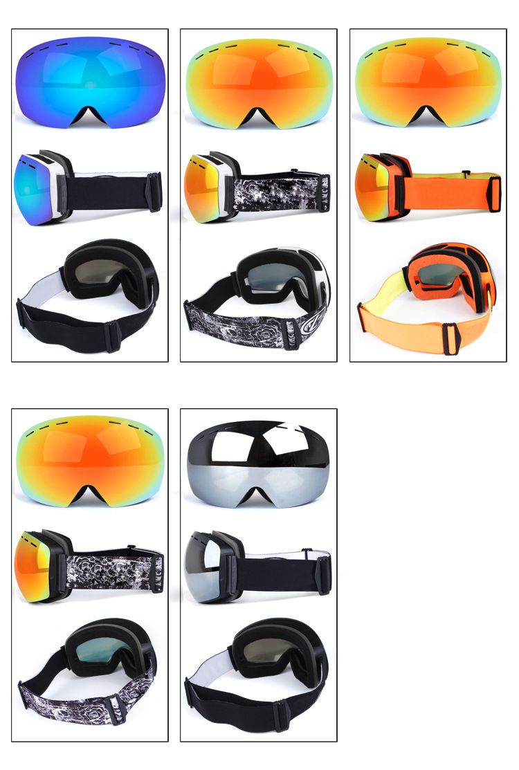 Large spherical foldable myopia glasses, double-layer anti fog adult skiing glasses_voghion.com