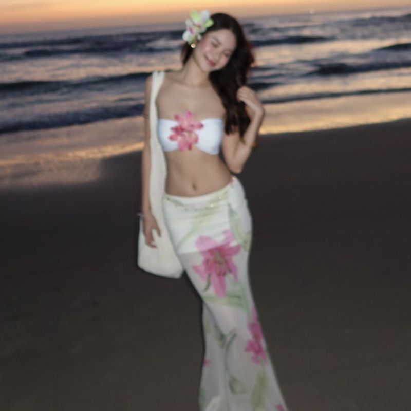 Traje de falda con estampado envolvente de cintura alta sexy para mujer_voghion.com