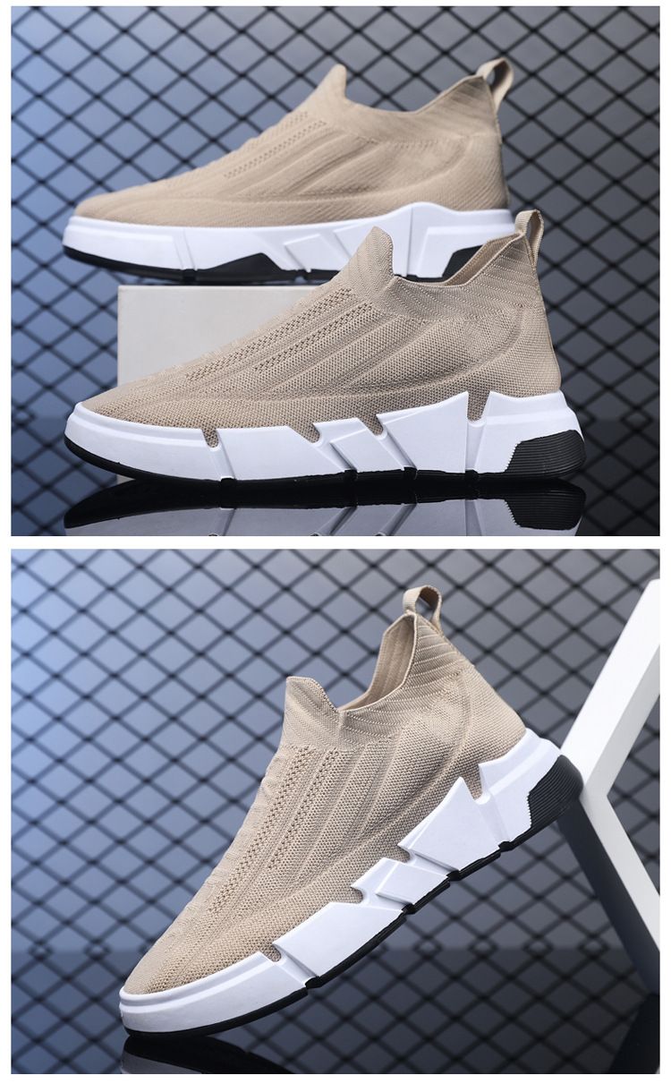 Men's Sports Shoes New Spring Breathable Mesh Shoes Slip-on Sports Casual Shoes Fashion Socks Net Celebrity Shoes_voghion.com