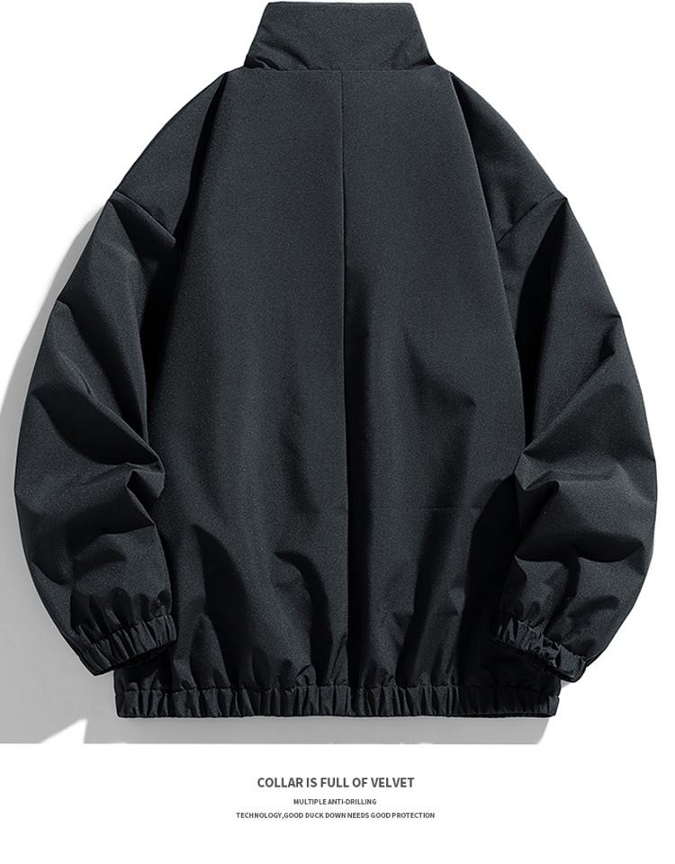 Nouvelle veste réversible automne style américain à col montant pour homme, coupe ample, décontractée et tendance, style baseball._voghion.com