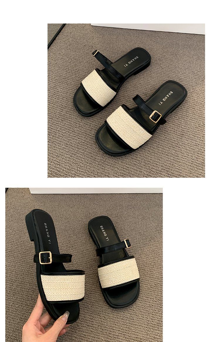 Stomp Feeling Soft Bottom Non-slip Flat Slippers Women's Outer Wear New Retro All-match Casual Beach Shoes_voghion.com