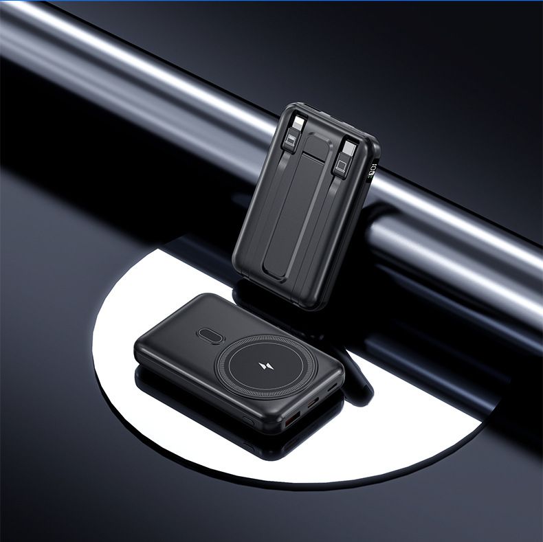 22.5W Magnetic Wireless Fast Power Bank With Built-in Cable & Stand – Portable Charger For IPhone & Qi Devices_voghion.com