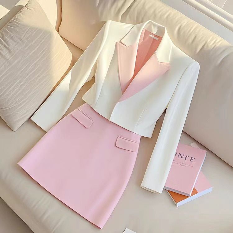 Ropa de mujer de temperamento capaz, ligera, de lujo, de gama alta, femenina, con pequeña fragancia, estilo profesional, chaqueta, top, falda corta, traje de dos piezas_voghion.com