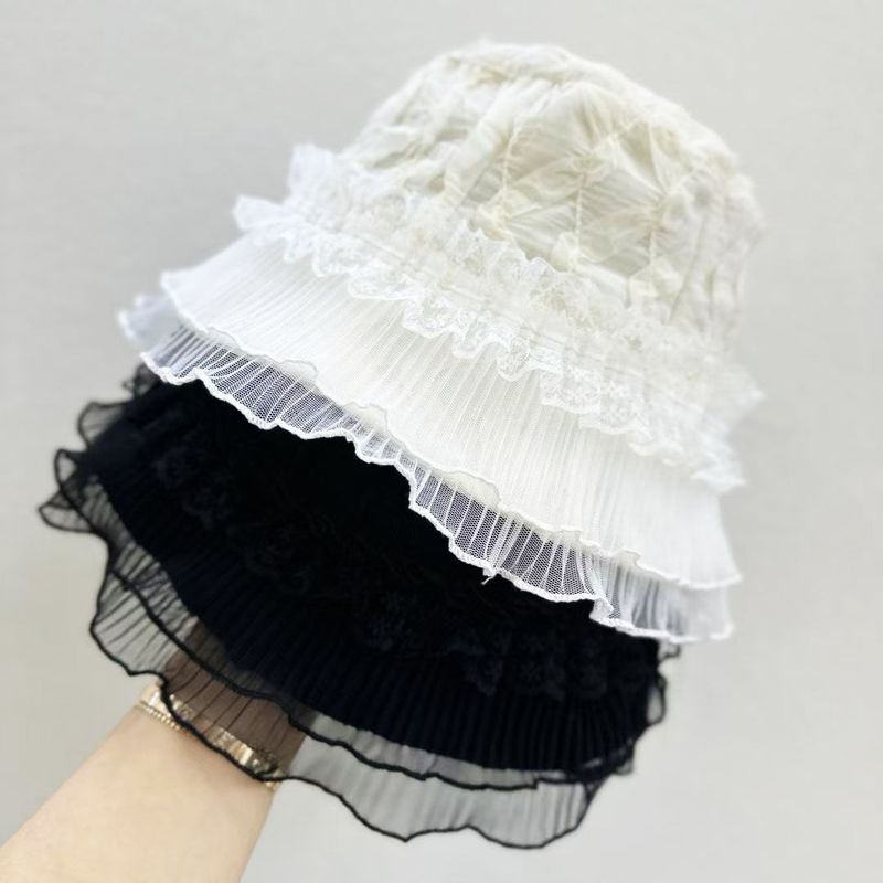New Lace Lace Bucket Hat Women's Spring And Summer Travel Sunshade Sunscreen Hat Showing Face Versatile Bucket Basin Hat_voghion.com