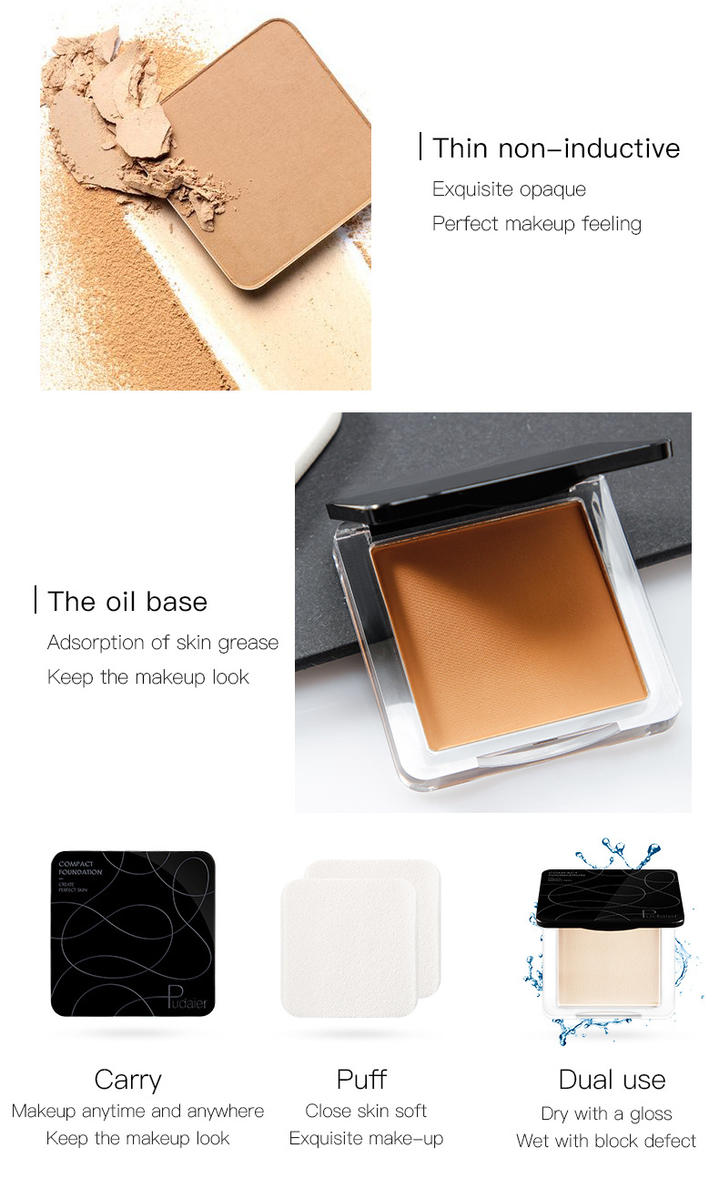Kompaktpuderkuchen, Highlighter, Concealer, Fixierpuder, aufhellender Ölkontroll-Make-up-Entferner für alle Hauttypen_voghion.com