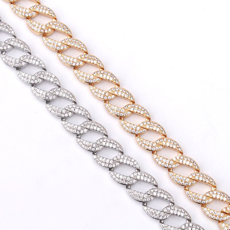 Bracciale da uomo alla moda e alla moda, hip-hop, set completo con catena cubana in zircone, gioielli alla moda_voghion.com
