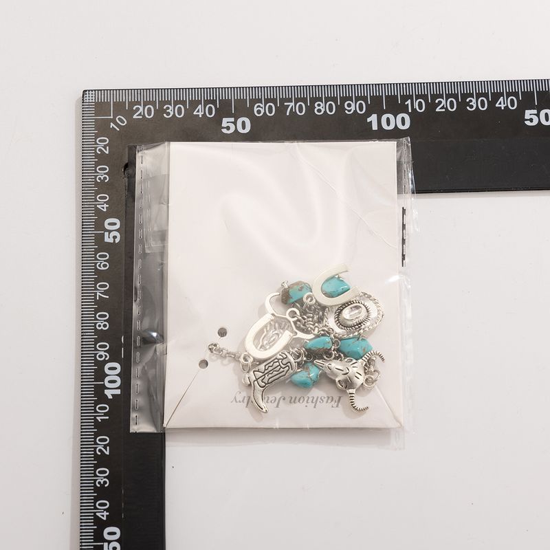 Cappello da cowboy in stile western, collana multistrato turchese per donna, collana versatile con piatto di fiori retrò_voghion.com