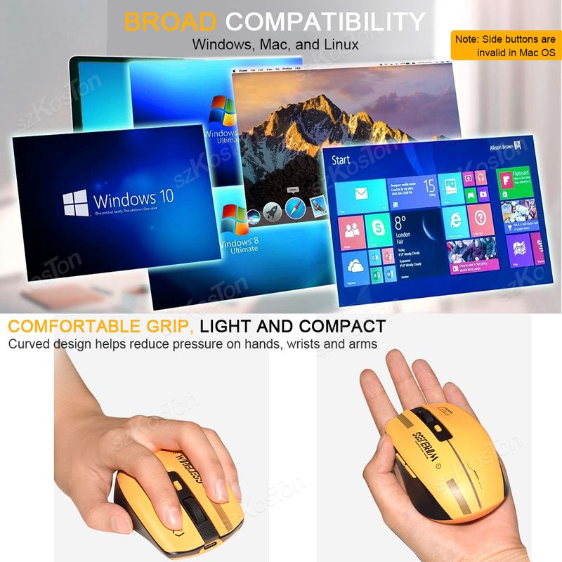 2,4 G Kabellose Maus, Wiederaufladbare PC Gaming-Maus, computer programmabili per laptop, Windows, PC, Mac_voghion.com