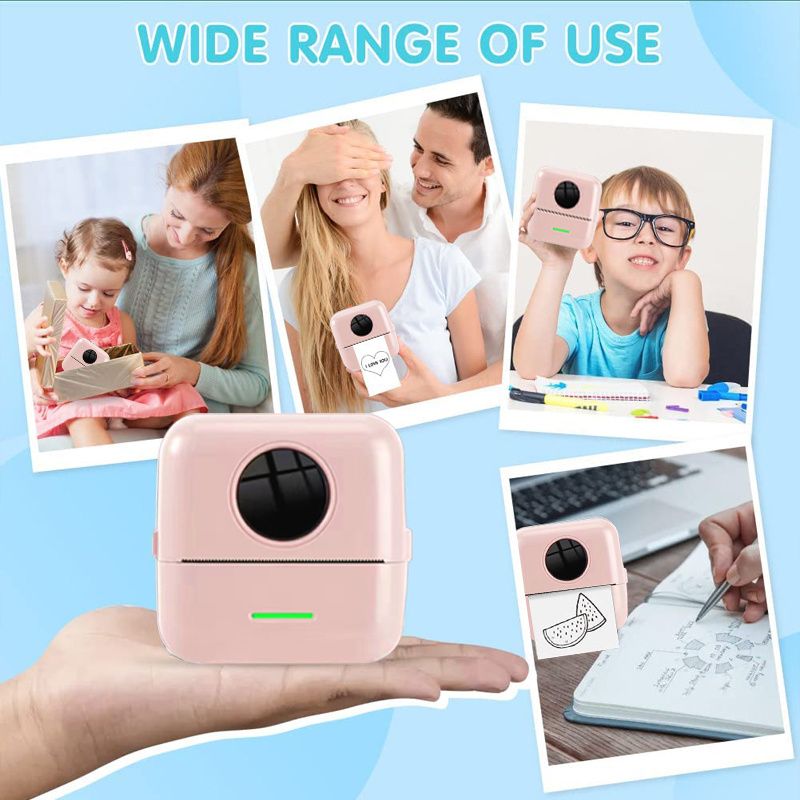 Mini kieszonkowa drukarka Bezprzewodowa drukarka termiczna BT, Mini drukarka fotograficzna z 11 rolkami na prezent Notatki do nauki Praca Zdjęcie Zdjęcie Memo_voghion.com