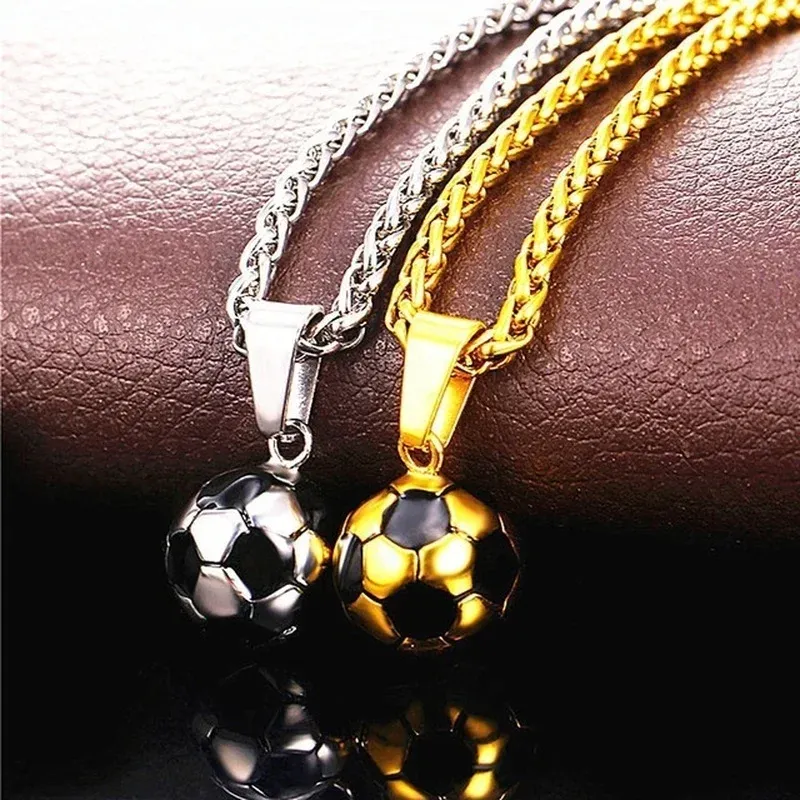 Ready Stock Summer Fashion Sports Football Stainless Steel Chain Boy's Men Necklace Jewelry Accessories for Creative Gift_voghion.com