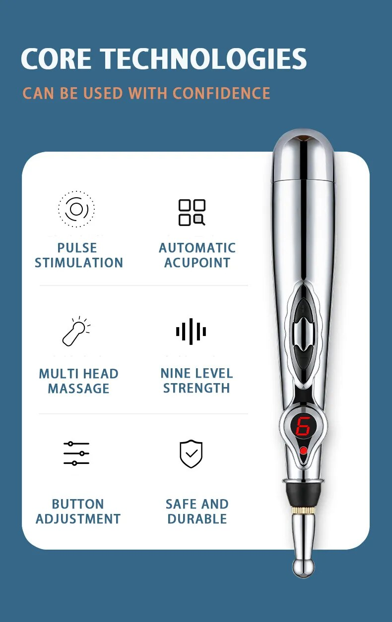 Massaaž Elektrooniline nõelravi ja moksibustsioon Meridiaani pressimisteraapia Energiapliiats Valu leevendamine_voghion.com