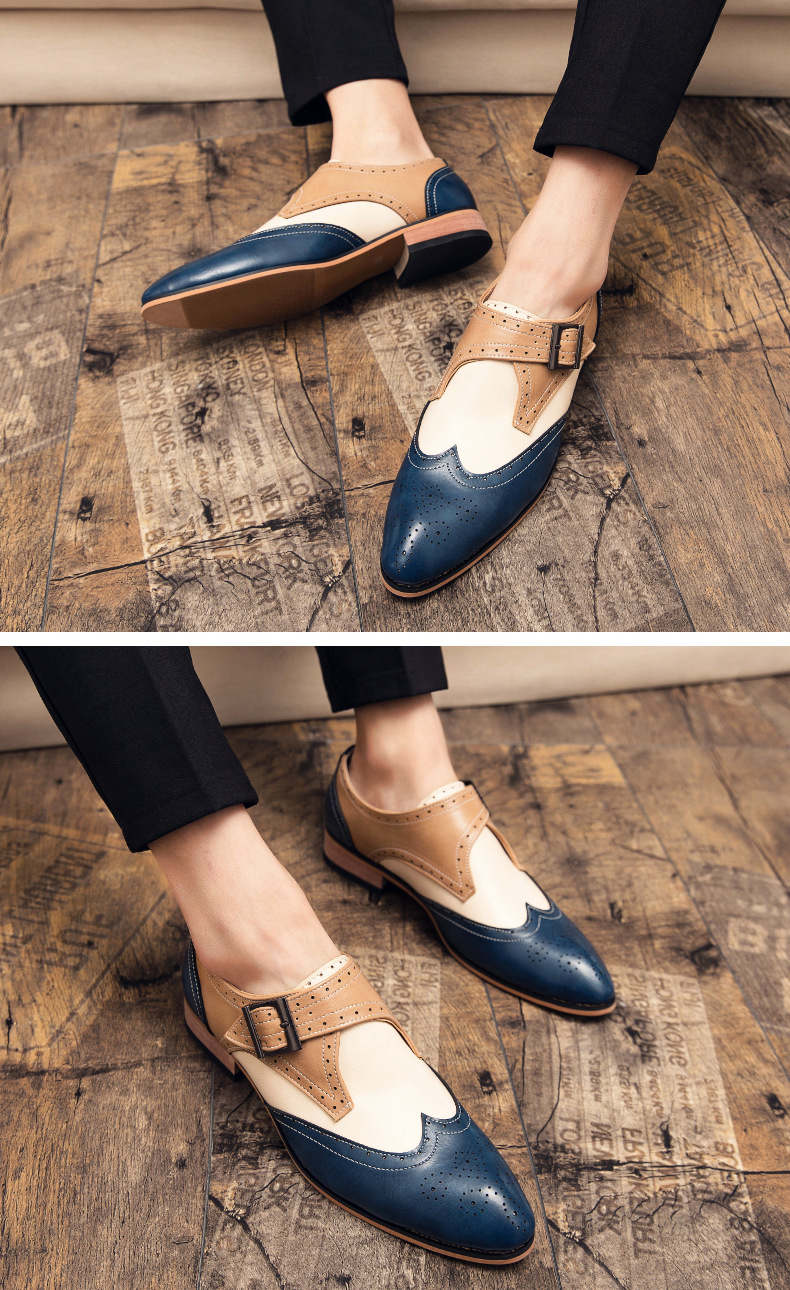 Neue Herrenschuhe aus farblich passender kleiner Lederschuhe, Modetrend-Show, lässige Einzelschuhe, Hochzeitsschuhe_voghion.com