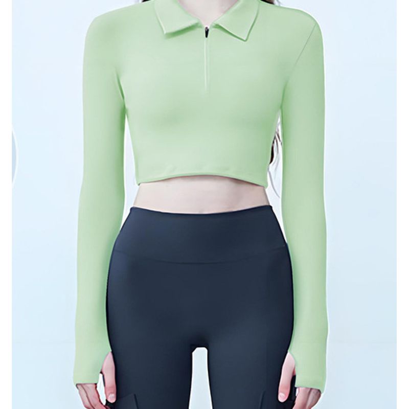 Nowość: Obcisłe topy do jogi z odkrytym stanem i długimi rękawami, damskie, dopasowane, fitness, sporty, bieganie, trening_voghion.com